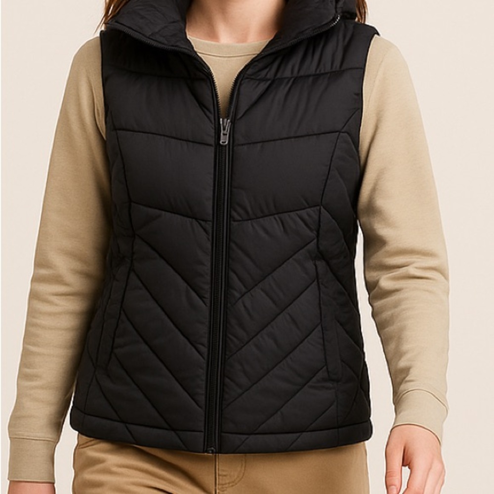 Marc New York Quilted Black Puffer Vest with Hoodie - XL